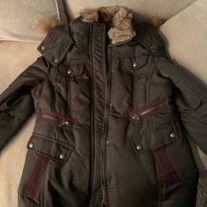 Andrew Marc Zip and Button Fur Rim coat!
